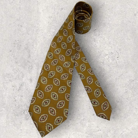 KARL LAGERFELD Brown/Beige Geometric Art Silk LUXURY Tie ITALY - Picture 1 of 5